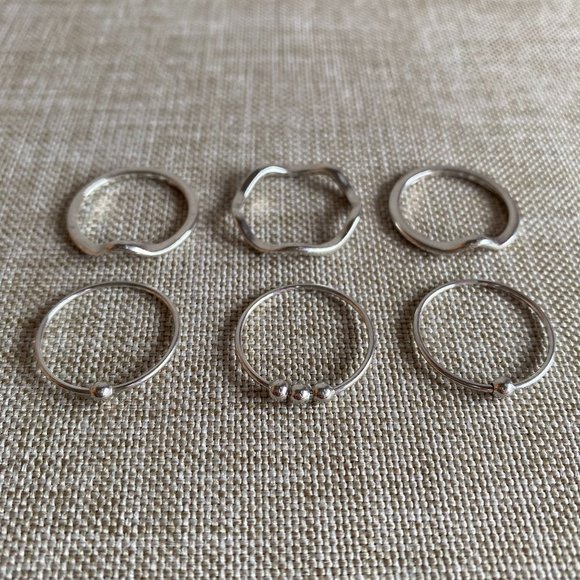 Stackable Silver Rings - Set of 6 - Picture 1 of 3